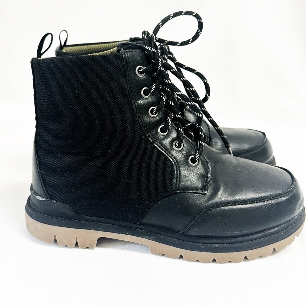 Wonder Nation Black Faux Leather Boots Boys Size 1 Youth